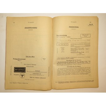 Postdienstanweisungsbuch 3. Reich. Espenlaub militaria